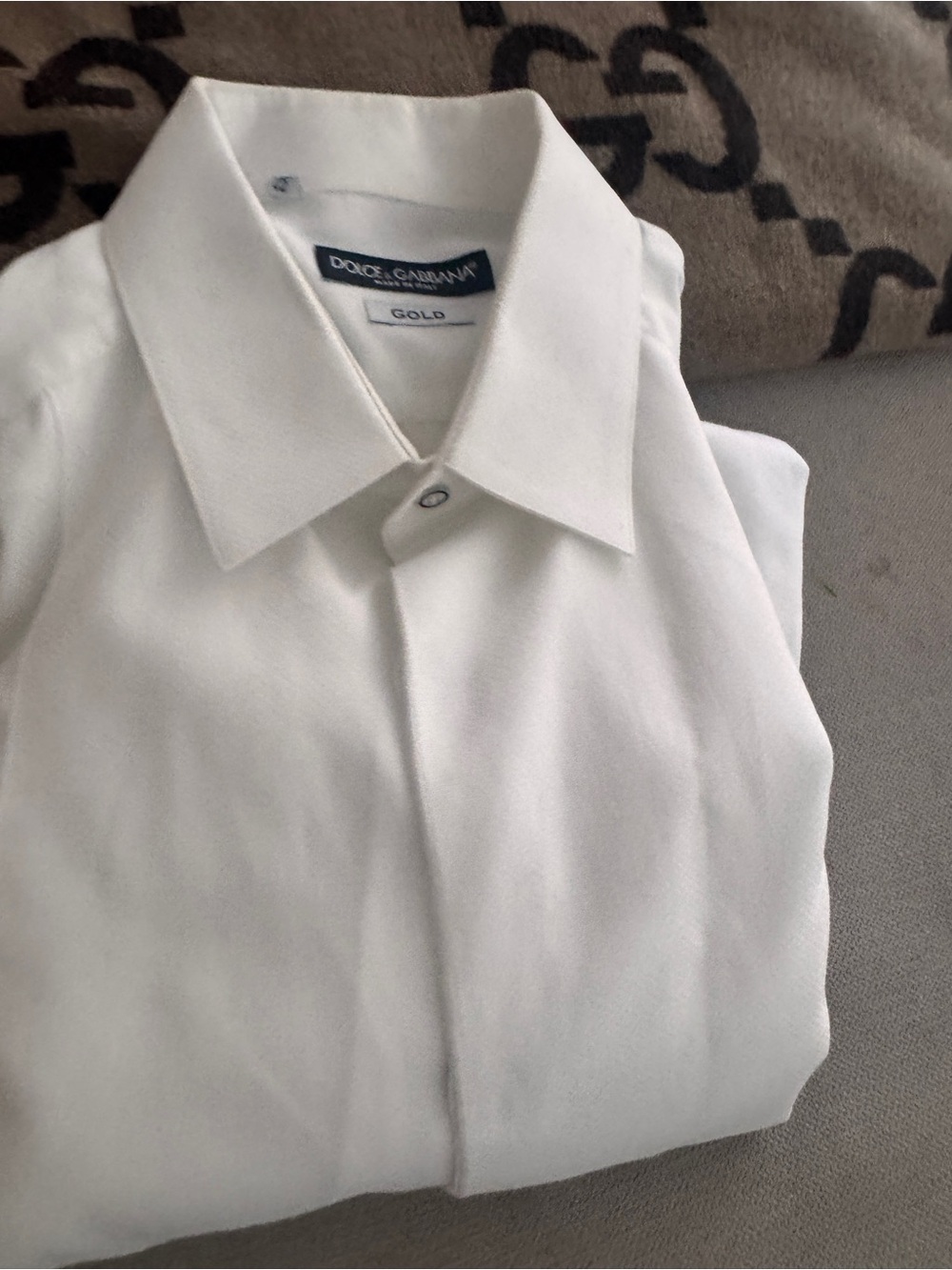 Dolce & Gabbana White Men’s Dress Shirt with Point Collar
